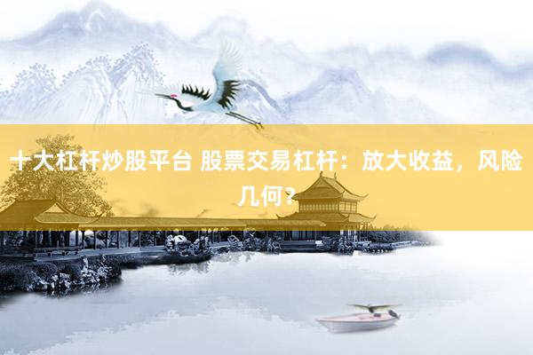 十大杠杆炒股平台 股票交易杠杆：放大收益，风险几何？
