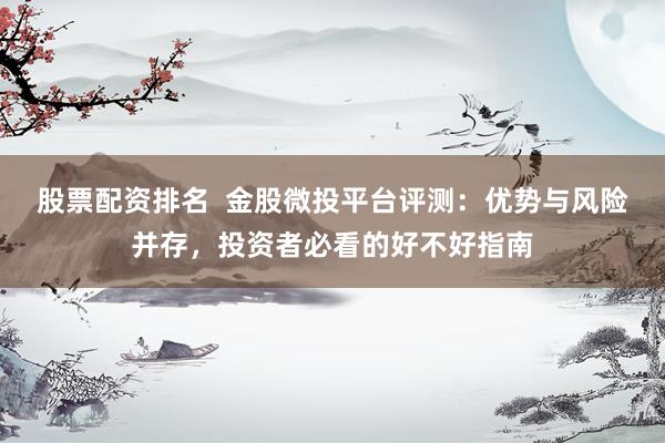 股票配资排名  金股微投平台评测：优势与风险并存，投资者必看的好不好指南
