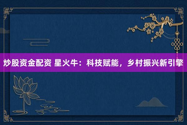 炒股资金配资 星火牛：科技赋能，乡村振兴新引擎