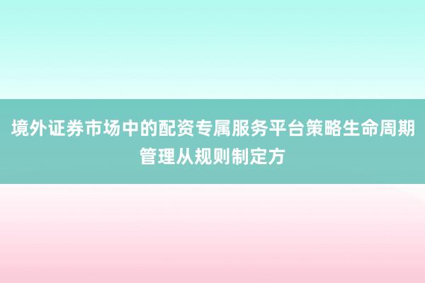 境外证券市场中的配资专属服务平台策略生命周期管理从规则制定方